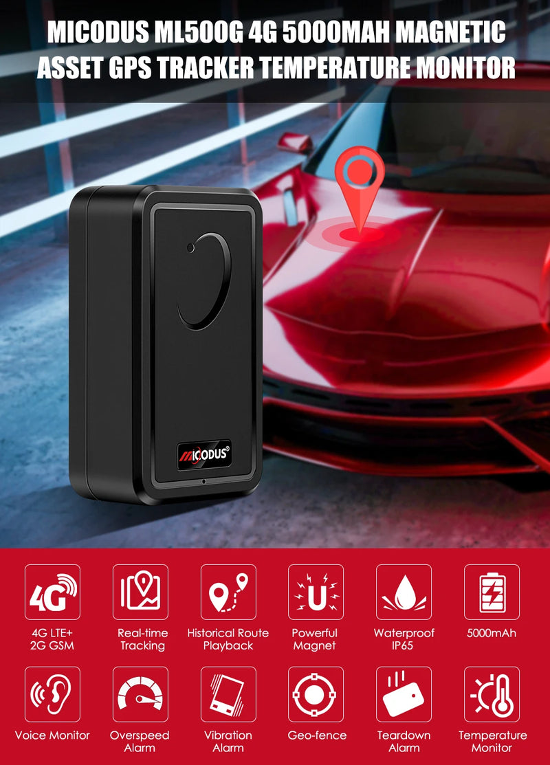 Traceur GPS MiCODUS ML500G – Précision 4G et autonomie 1 mois